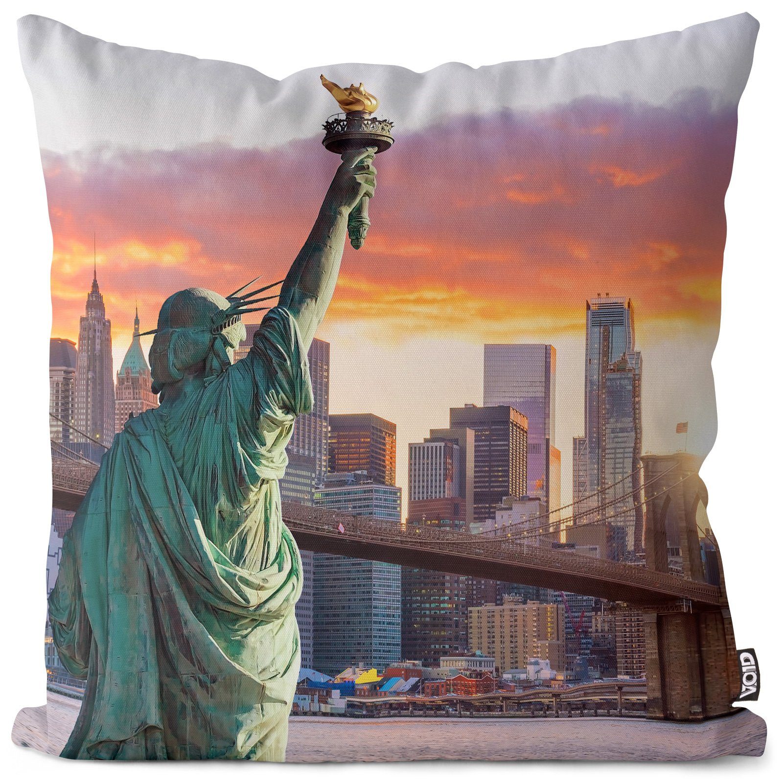 Kissenbezug, VOID (1 Stück), Sofa-Kissen Amerika Statue Freiheit Liberty USA New York City Vereinigte Staten Reise Urlaub Hochhaus Trip Manhatten Skyline Stadt Tour