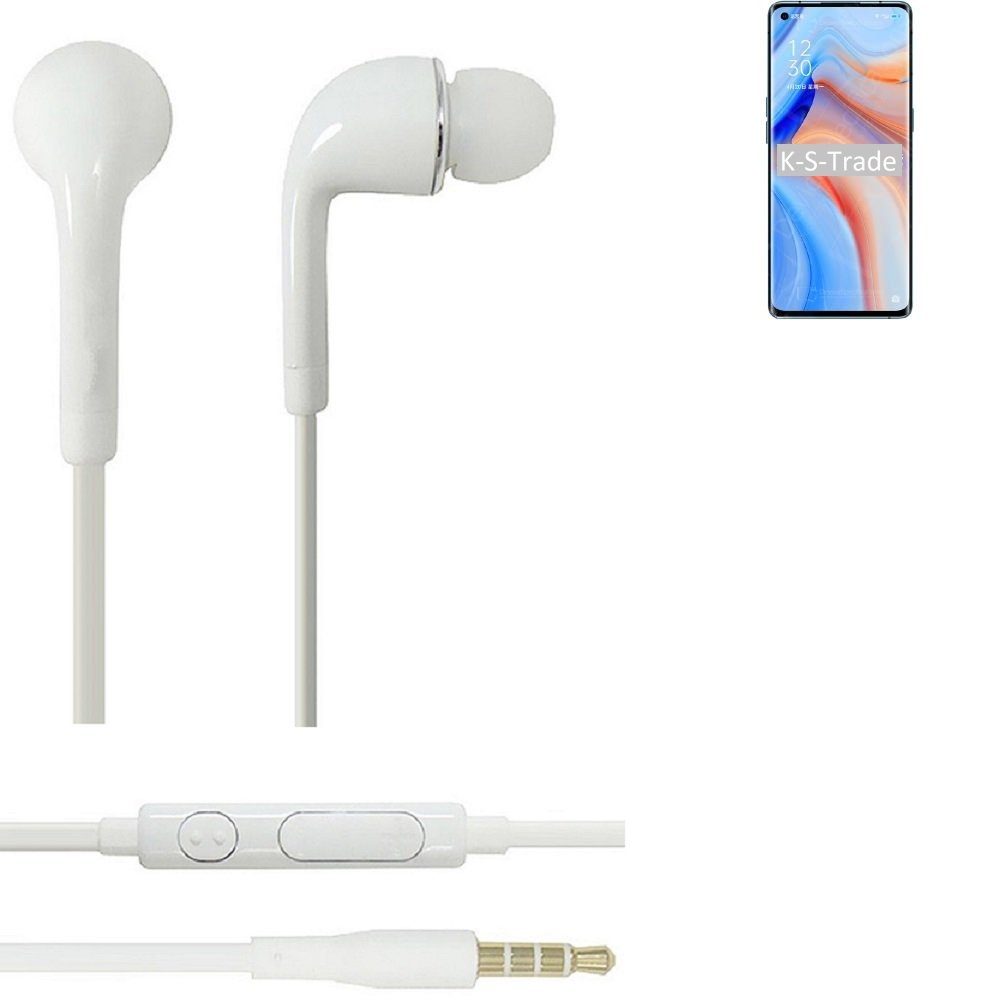 K-S-Trade für Oppo K7x In-Ear-Kopfhörer (Kopfhörer Headset mit Mikrofon u Lautstärkeregler weiß 3,5mm) | In-Ear-Kopfhörer