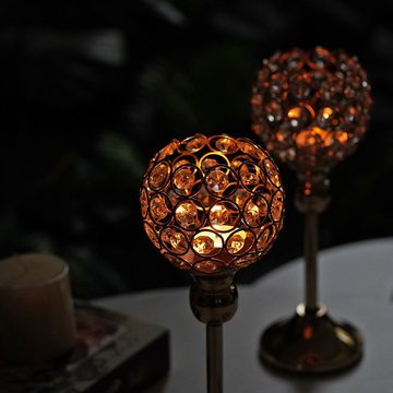 KAHOO Kerzenständer Goldener Kristall Kerzenhalter, Windlicht, Tischdeko, 27cm