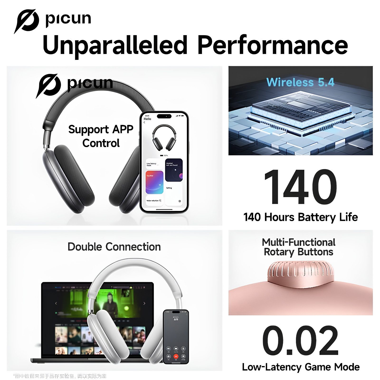 Athlix Picun F8 Pro ANC Drahtlose Kopfhörer 3D Spatial Audio Head Tracking Bluetooth-Kopfhörer (140 Std. Akkulaufzeit, 5 Mikrofone mit ENC, Head-Tracking)