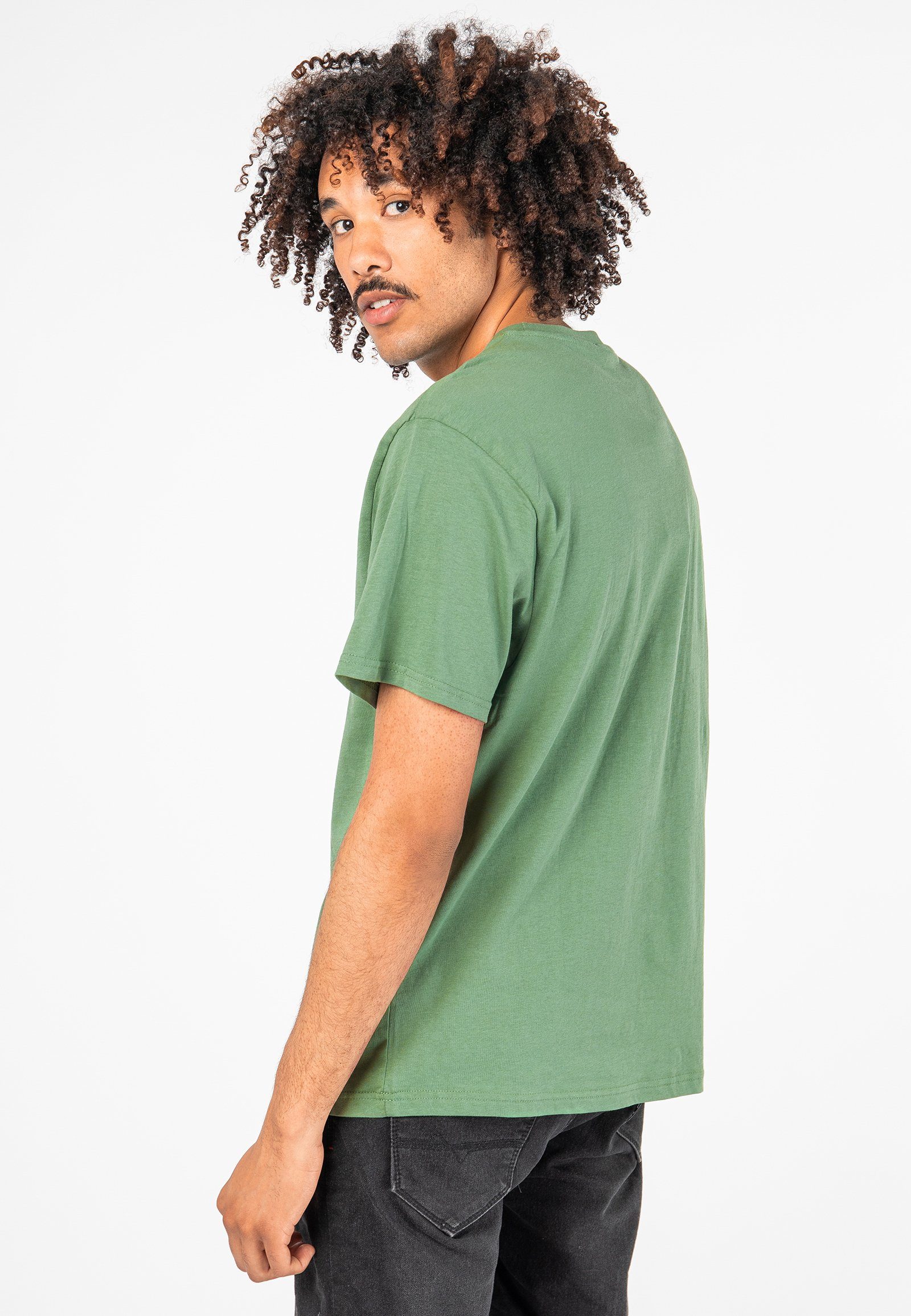 green Print mit T-Shirt SUBLEVEL T-Shirt Sommer