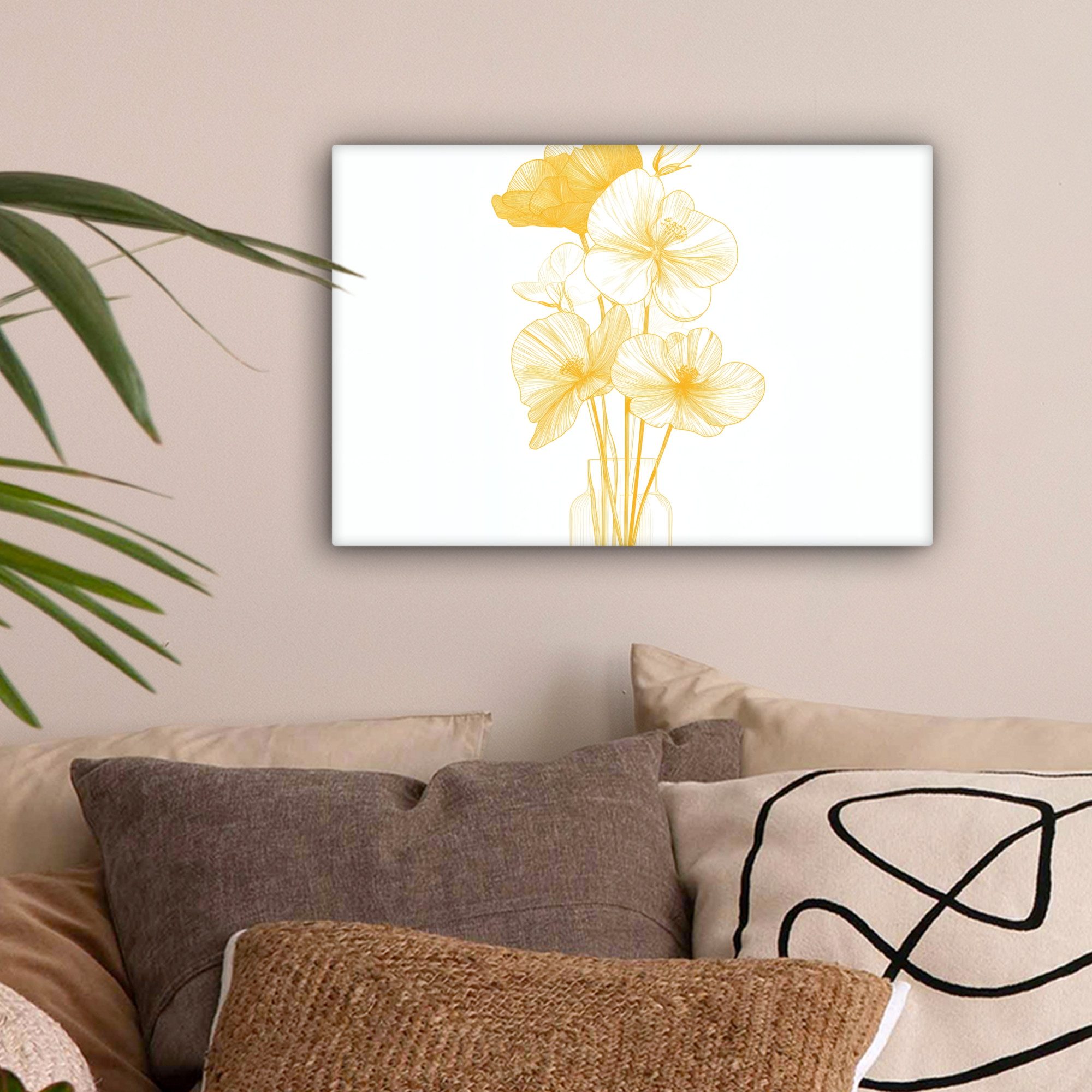 OneMillionCanvasses® Leinwandbild Strichzeichnung - Blumen - günstig online kaufen