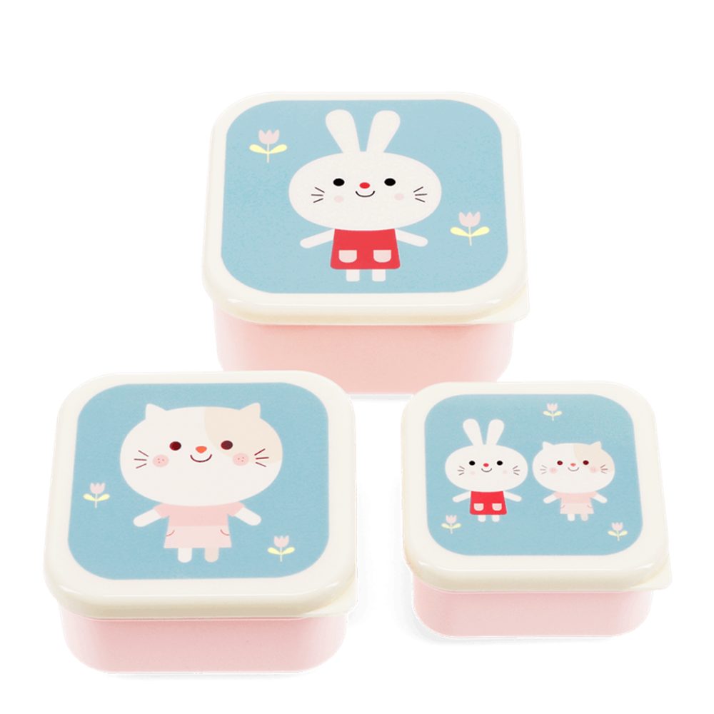 Rex London Lunchbox Lottie and Friends, Kunststoff, (Set, 3-tlg., ca. 11,5 x 11,5 x 5,5 cm (große Box), jede Box, passt genau in den größeren Behälter