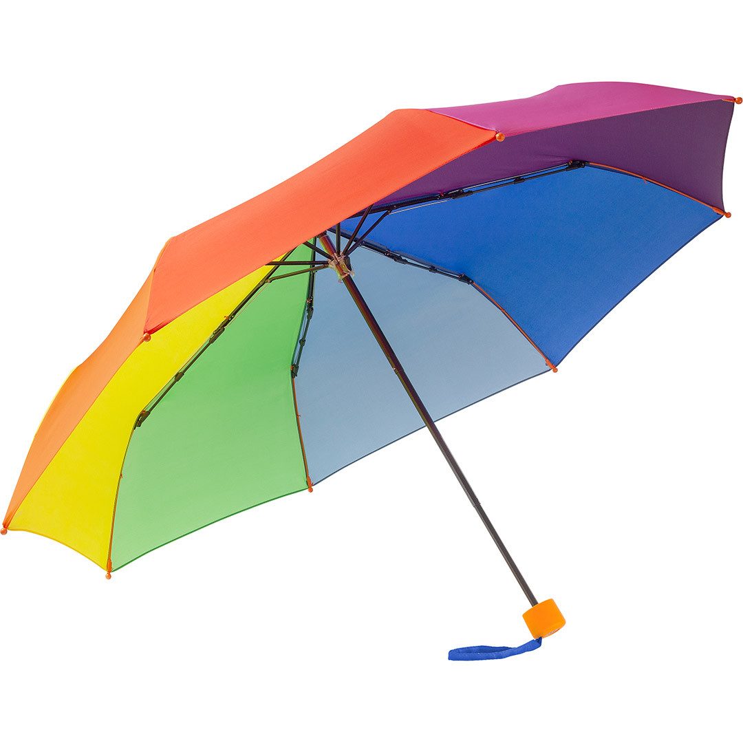 FARE Taschenregenschirm 4Kids, Kinderschirm, Sicherheitsschieber, Windproof-PLUS, Fibertec-Doppelschienen, Abgerundete Spitzen, 290 g
