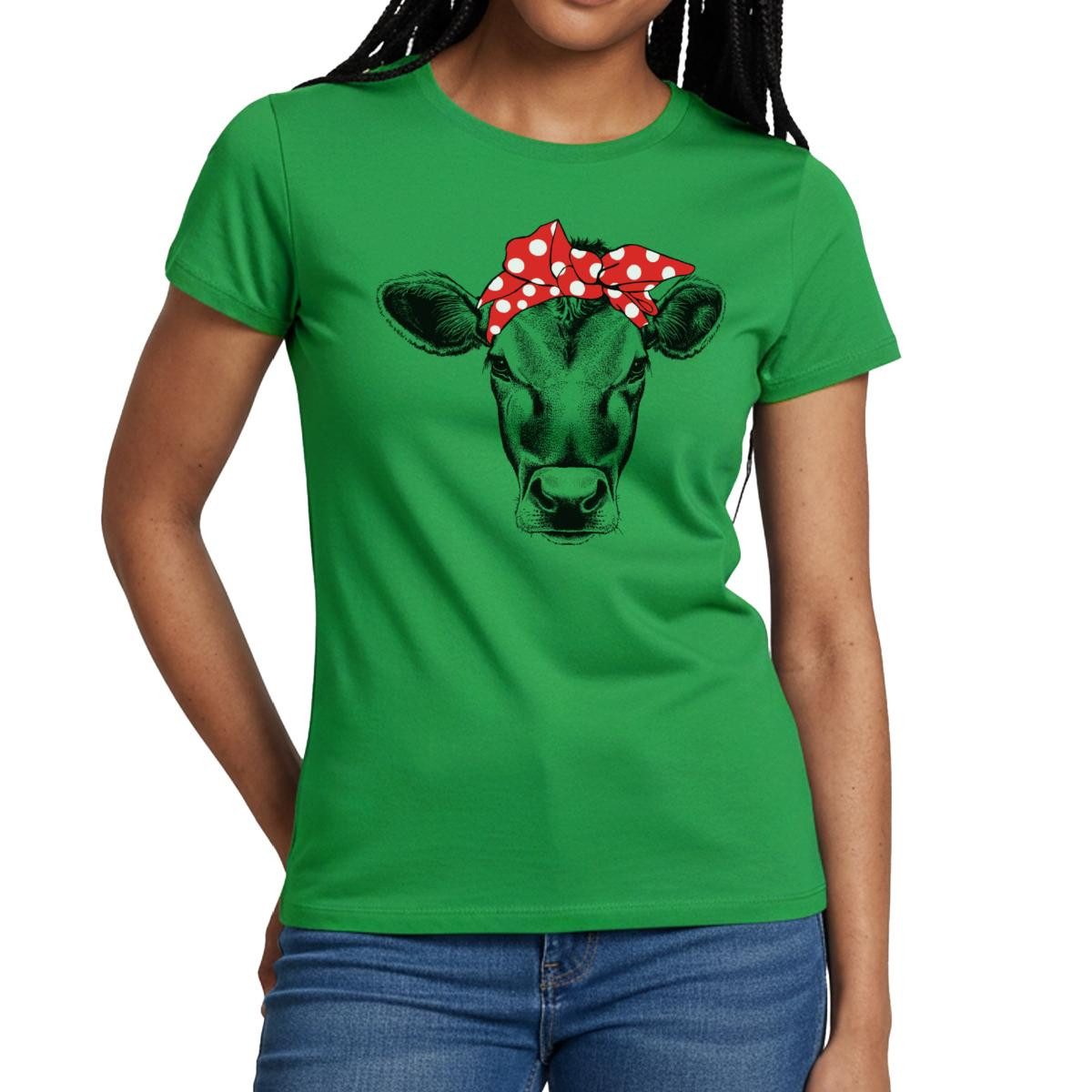 Spreadshirt T-Shirt Rockabilly Bandana Kuh Frauen T-Shirt (1-tlg) günstig online kaufen