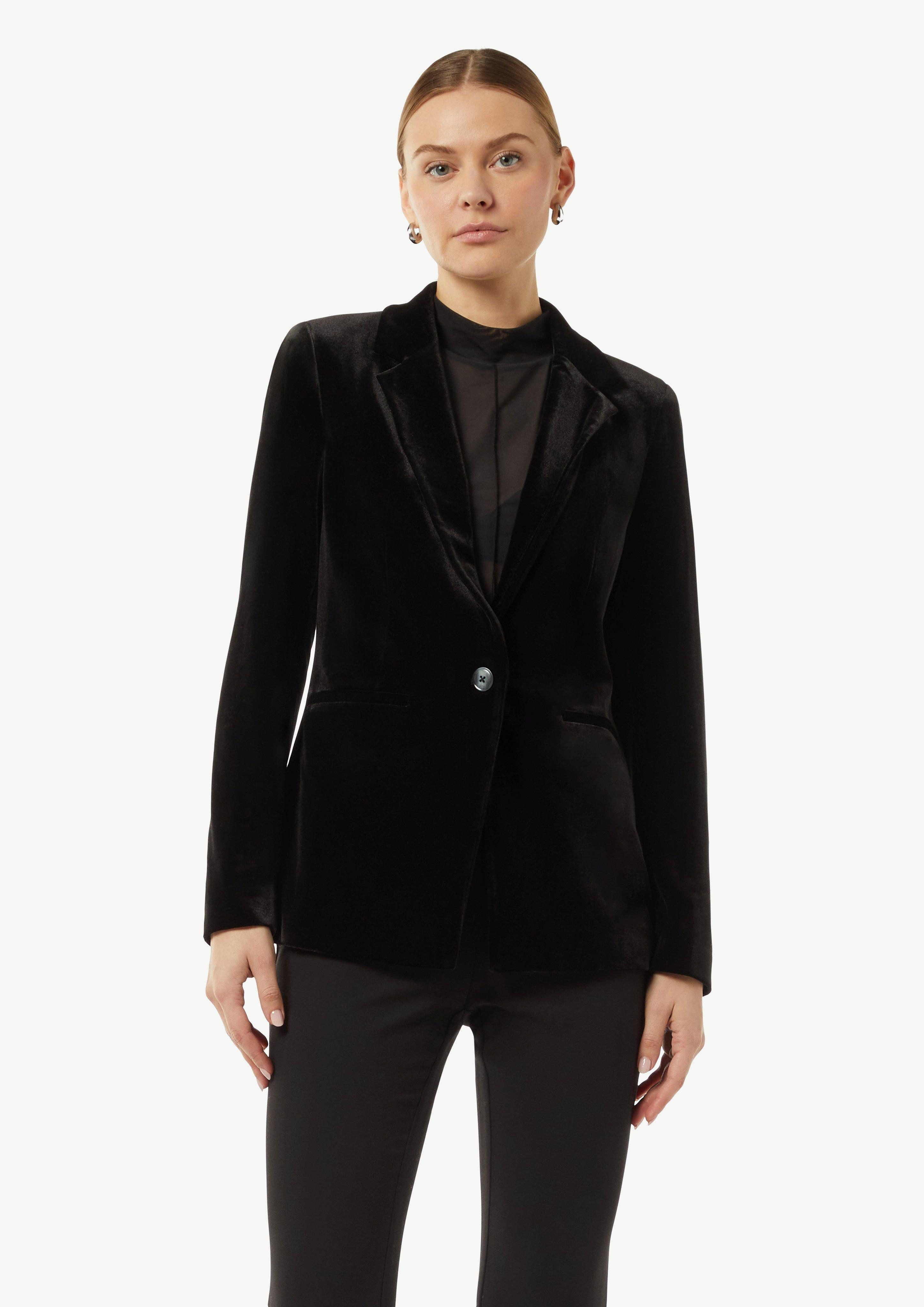 Blusenblazer Samt-Blazer mit Reverskragen