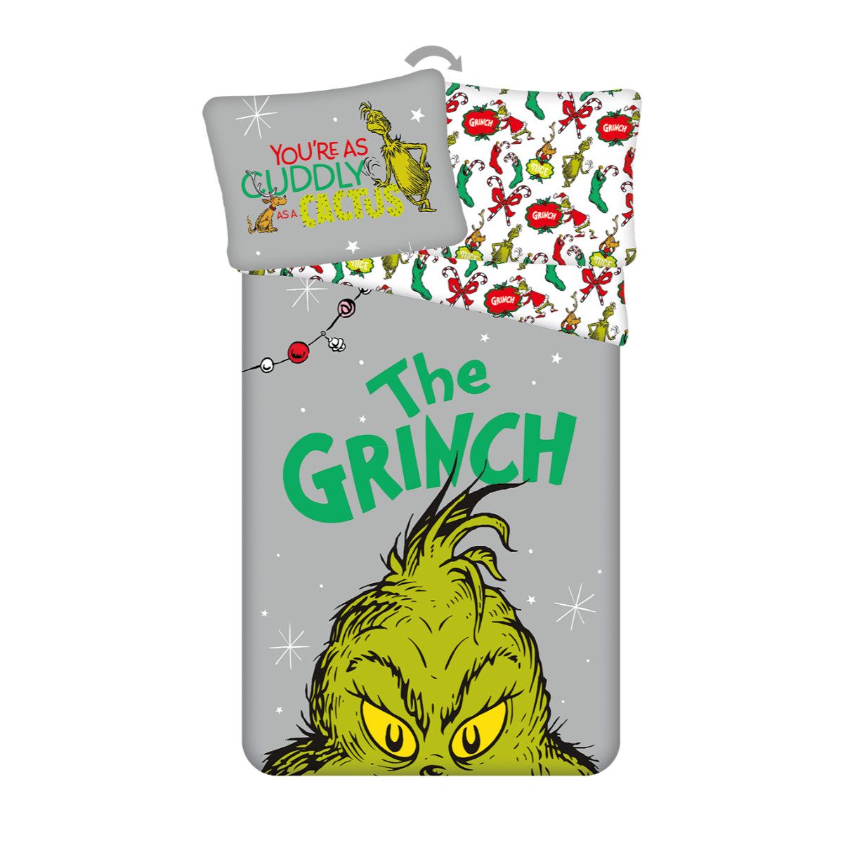 The Grinch Bettwäsche Fan 140 × 200 cm Baumwolle Set für Kinderzimmer und Schlafzimmer, Baumwolle