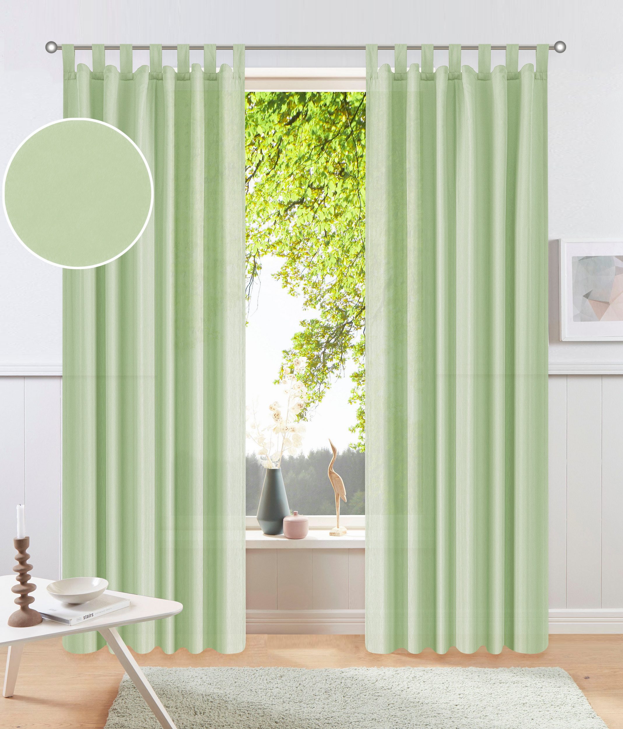 OTTO home Vorhang Raja (2 St), Schlaufen, blickdicht, Polyester, 2er-Set, Bestseller, einfarbig, modern, pflegeleichte Mikrofaser