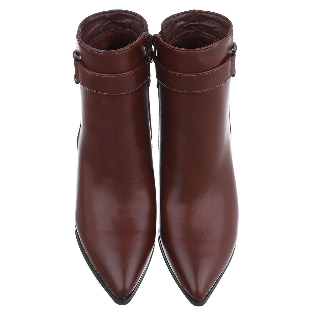 Ital-Design Damen Stiefelette mit Blockabsatz und Schnalle High-Heel-Stiefelette (92299737) Blockabsatz Stiefeletten in Weinrot – Bild 4 von 5