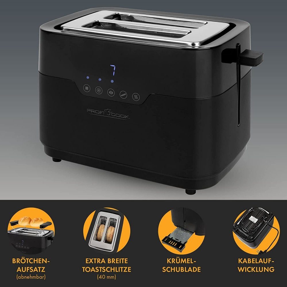 1244 - ProfiCook edelstahl/schwarz PC-TA Toaster - Toaster