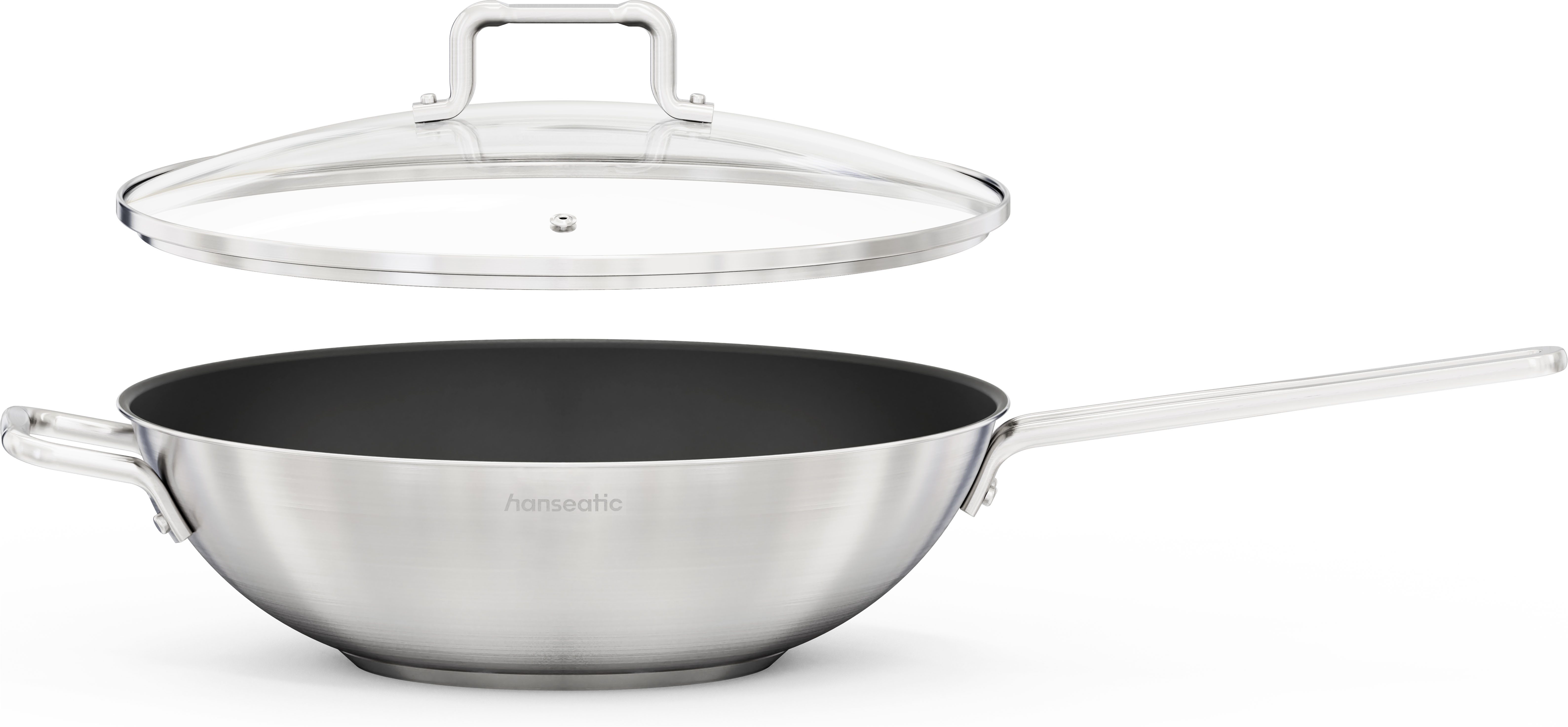 Hanseatic Wok DAILY, Ø ca. 32 cm, mit Antihaftbeschichtung, Edelstahl 18/10 (1-tlg), für alle Herdarten, Induktion