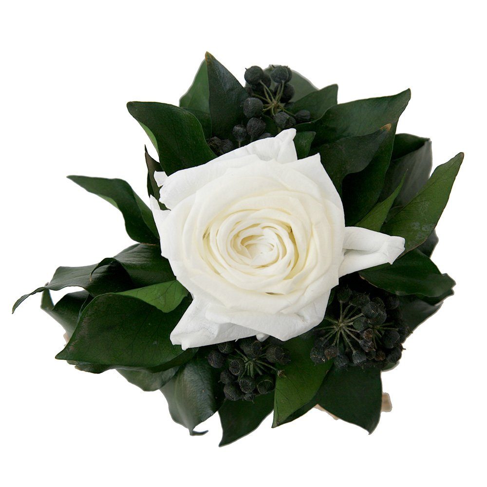 Kunstblumenstrauß Blumenstrauß Zimtbecher Infinity Rosen Blumengesteck, ROSEMARIE SCHULZ Heidelberg, Höhe 15 cm, Infinity Rosen, Made in Germany