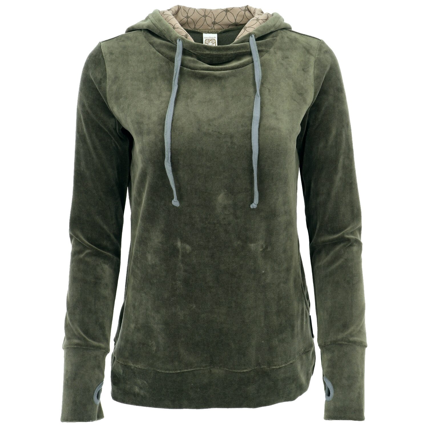 Guru-Shop Longsleeve Nicki-Kapuzenpullover, weicher Hoodie, Boho..