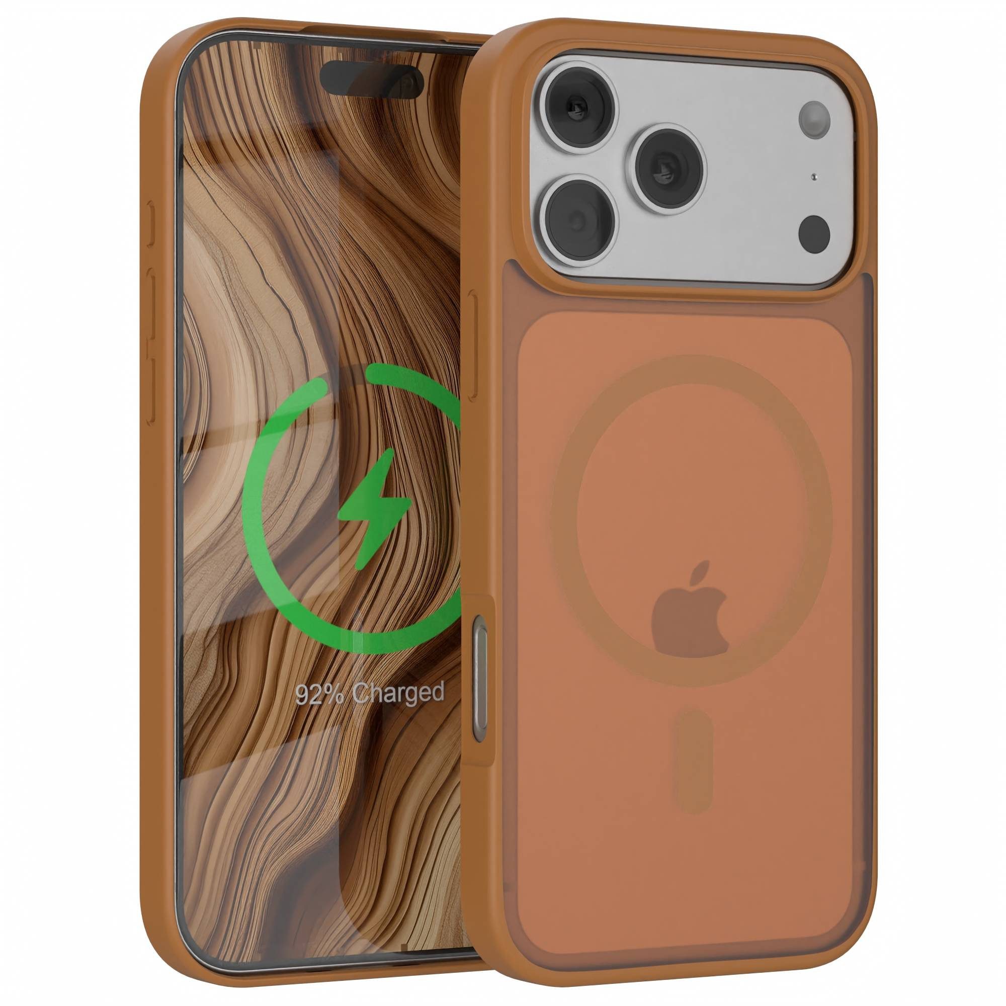 EAZY CASE Handyhülle Outdoor Case MagSafe für Apple iPhone 17 Pro Max 6,9 Zoll, Handyhülle Outdoor Slimcover mit MagSafe kratzfest transparent Braun