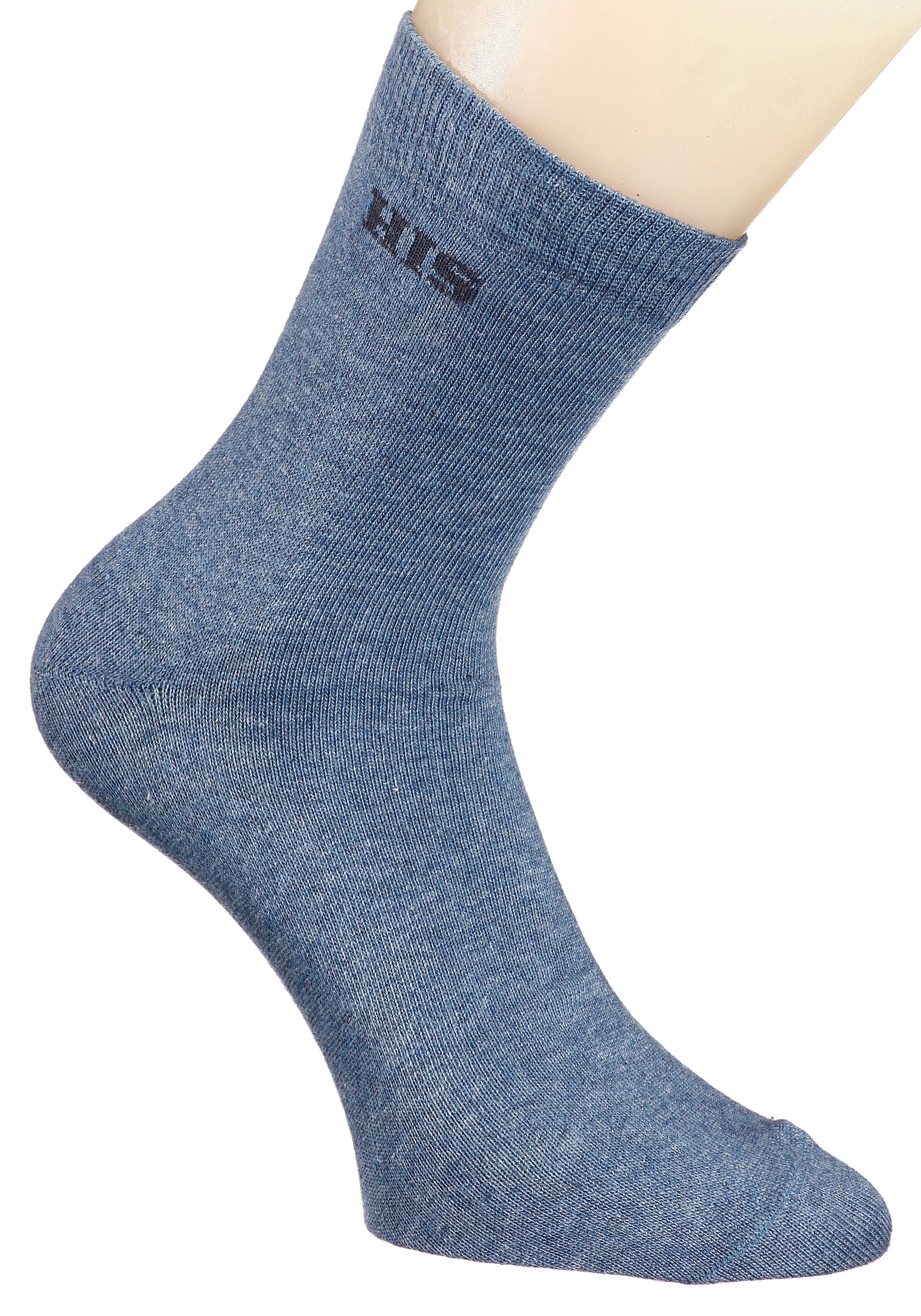 H.I.S Basicsocken Damen Herren Ringel und uni Socken (Packung, 4-Paar, Gr. 35-38 bis 43-46) mit eingestricktem Markenlogo – Bild 4 von 5
