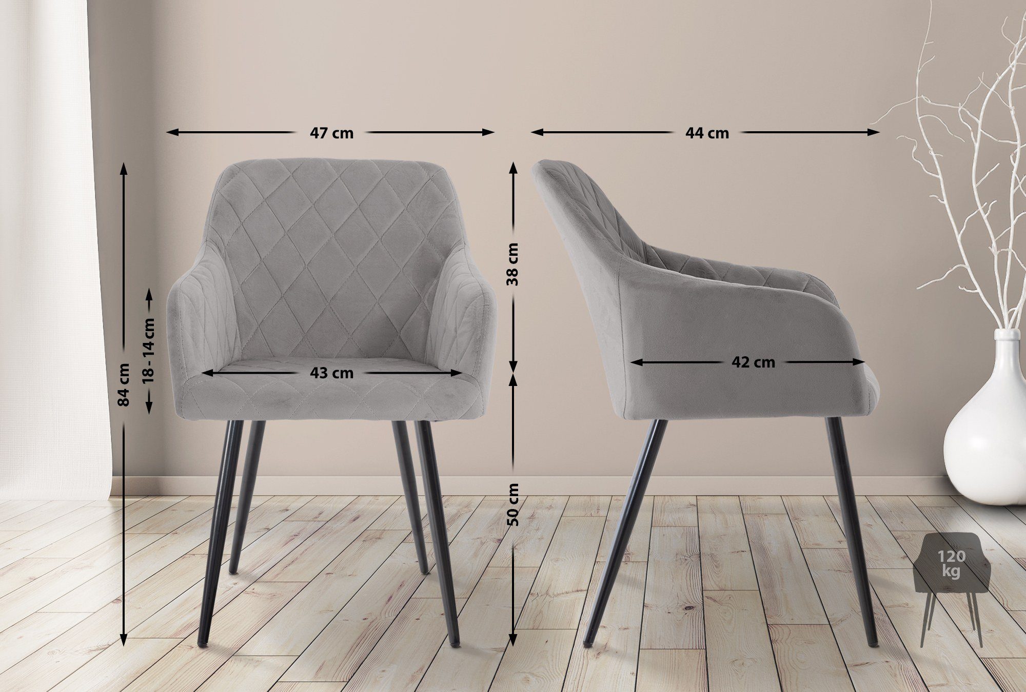 CLP Küchenstuhl Shila (4er Set), Metall, günstig online kaufen