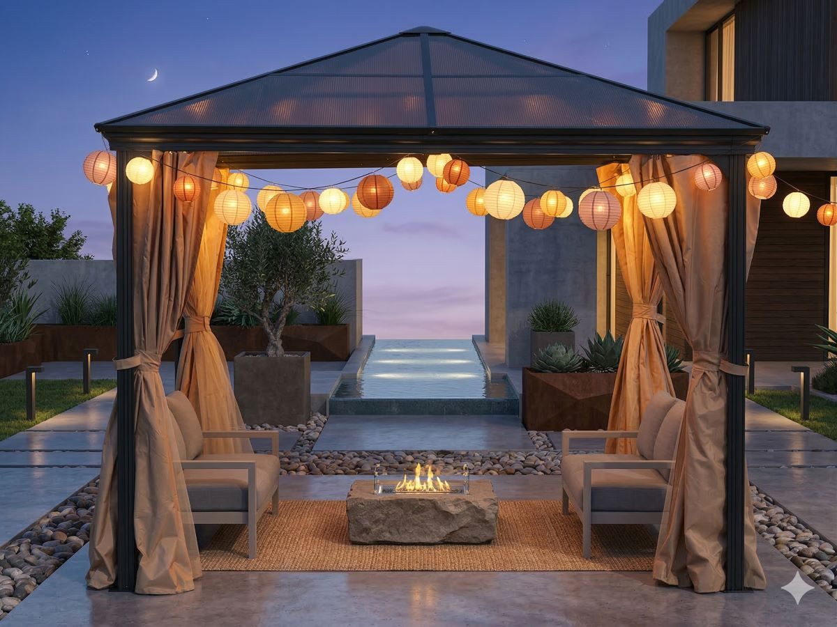 Jet-Line Pavillon Pavillon Gartenpavillon 3x3m Suez II braun mit fes