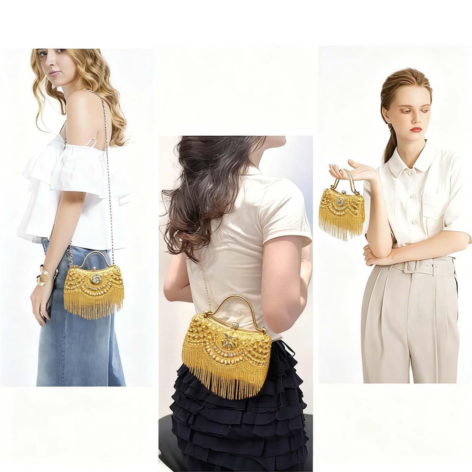 Zaewry Clutch Handtasche Abendtasche Brauttasche, Beuteltasche Damen – Bild 4 von 4