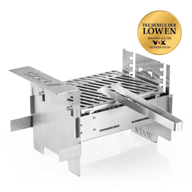 Stack Grill Holzkohlegrill stack///grill und Feuerstelle stack n‘ grill, Grillfläche 27 x 21 cm Feuerkorb 2 in 1