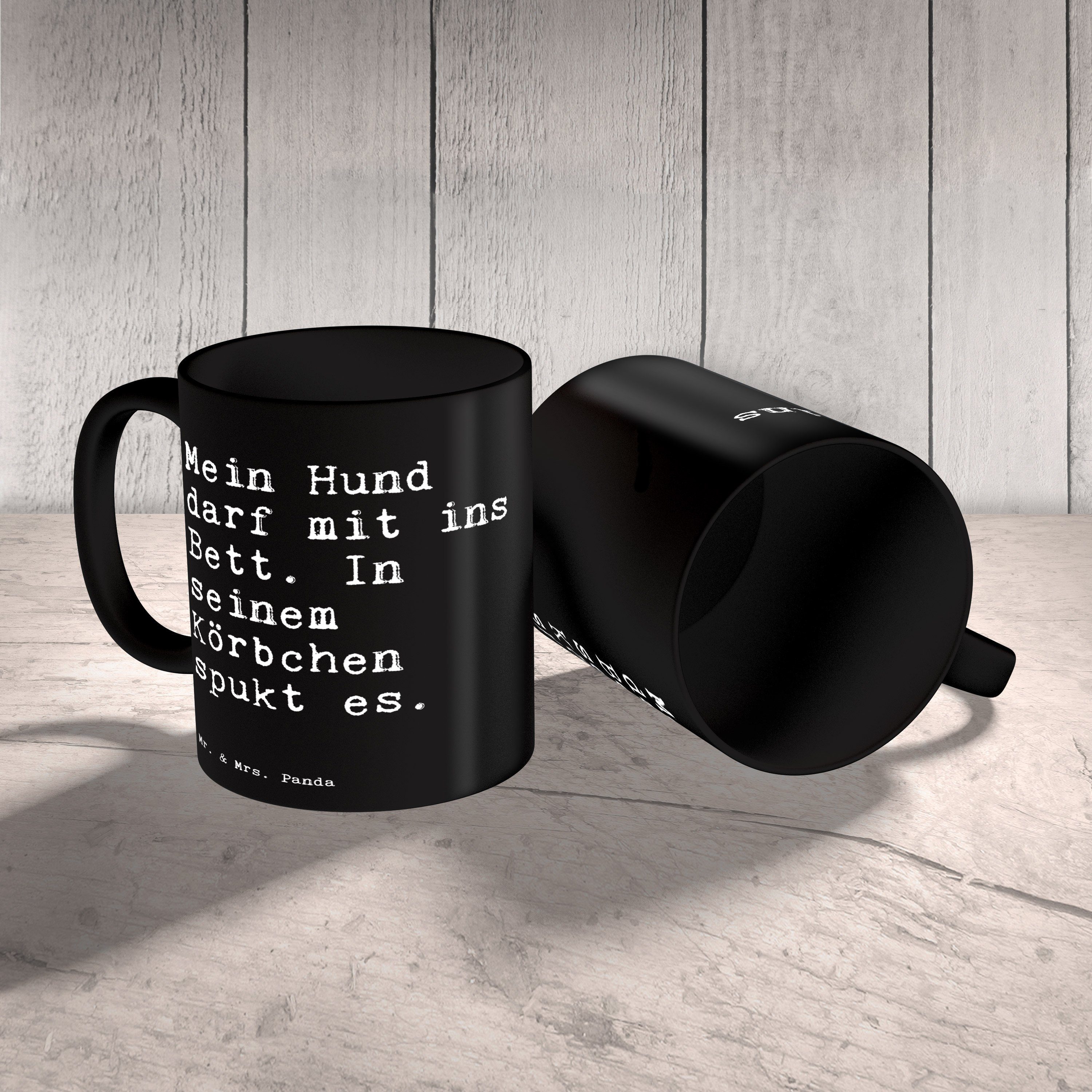 Spruch & Keramik Mr. mit... Panda Mrs. Schwarz - - Hund Tasse Weis, Schwarz Bett, Sprüche darf Mein Geschenk,