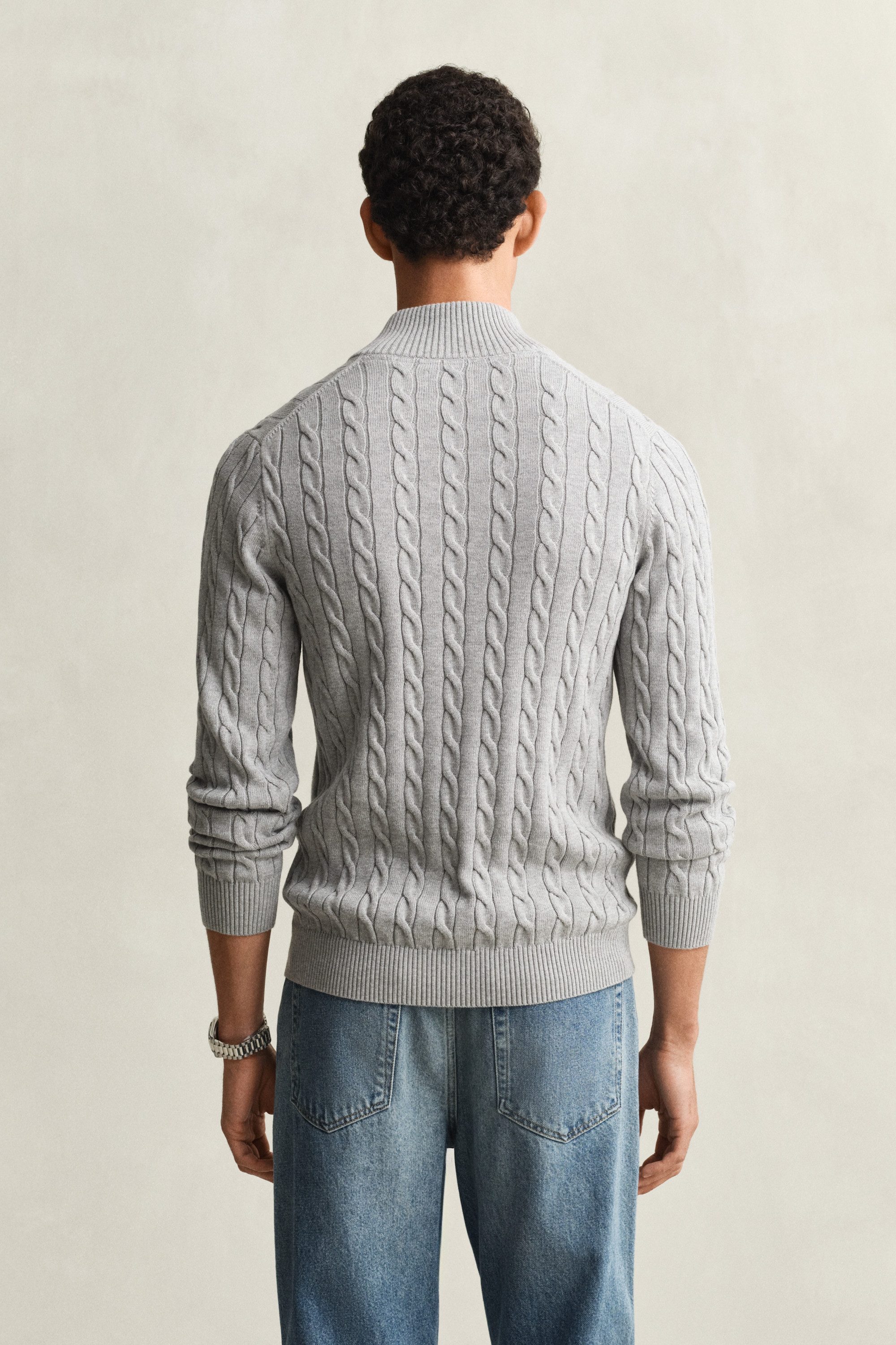 Gant Strickpullover COTTON CABLE HALF ZIP Mit Rundhalsausschnitt