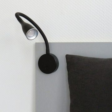 kalb Bettleuchte LED Bettleuchte Tulipano I 4.5W Leseleuchte Bettlampe schwarz weiss, Druckknopf, warmweiß