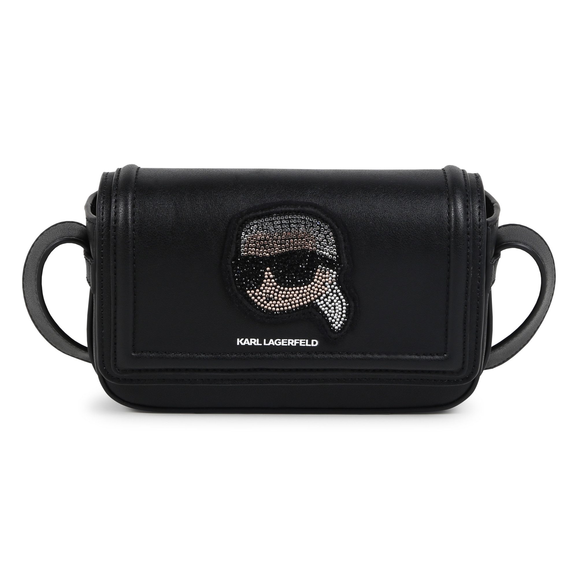 KARL LAGERFELD Umhängetasche KARL LAGERFELD KIDS Tasche Karl Figur Strasssteine Logo schwarz