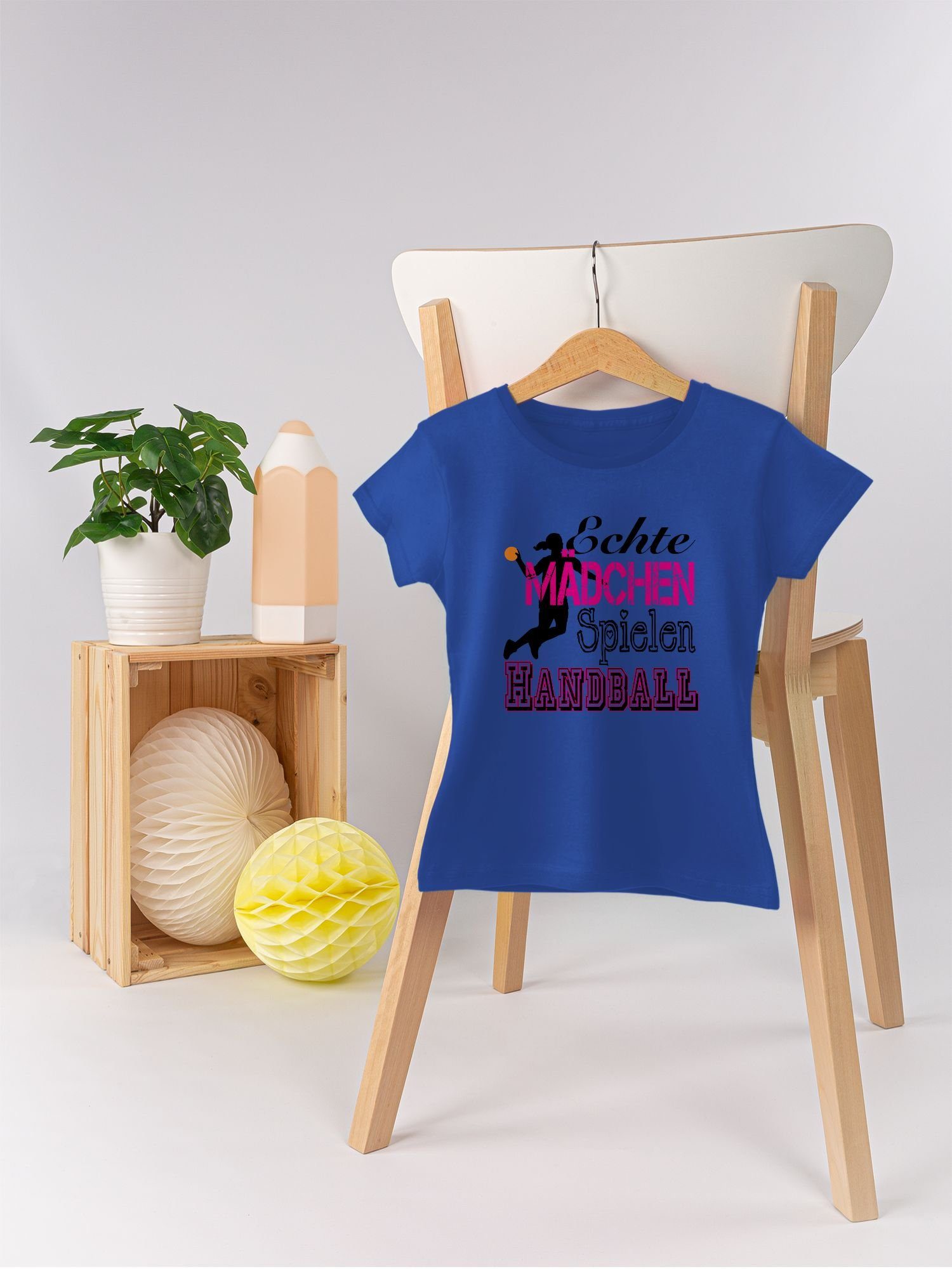 Shirtracer T-Shirt Echte Mädchen Royalblau Spielen Kleidung 3 Handball Kinder Sport