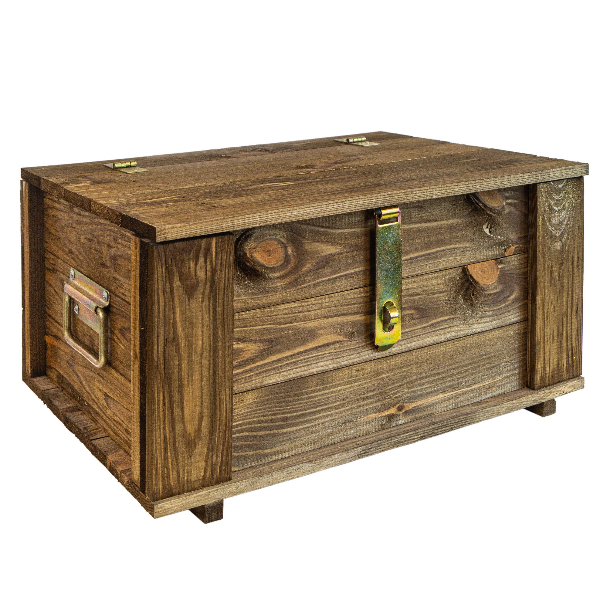Kistenkolli Altes Land Allzweckkiste Truhe Hugo braun mit Deckel 50 x 36 x 26cm (Spar-Set)