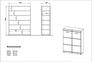 möbelando Kommode 402 (BxHxT: 90x120x36 cm), in weiss mit 2 Türen und 5 Einlegeböden