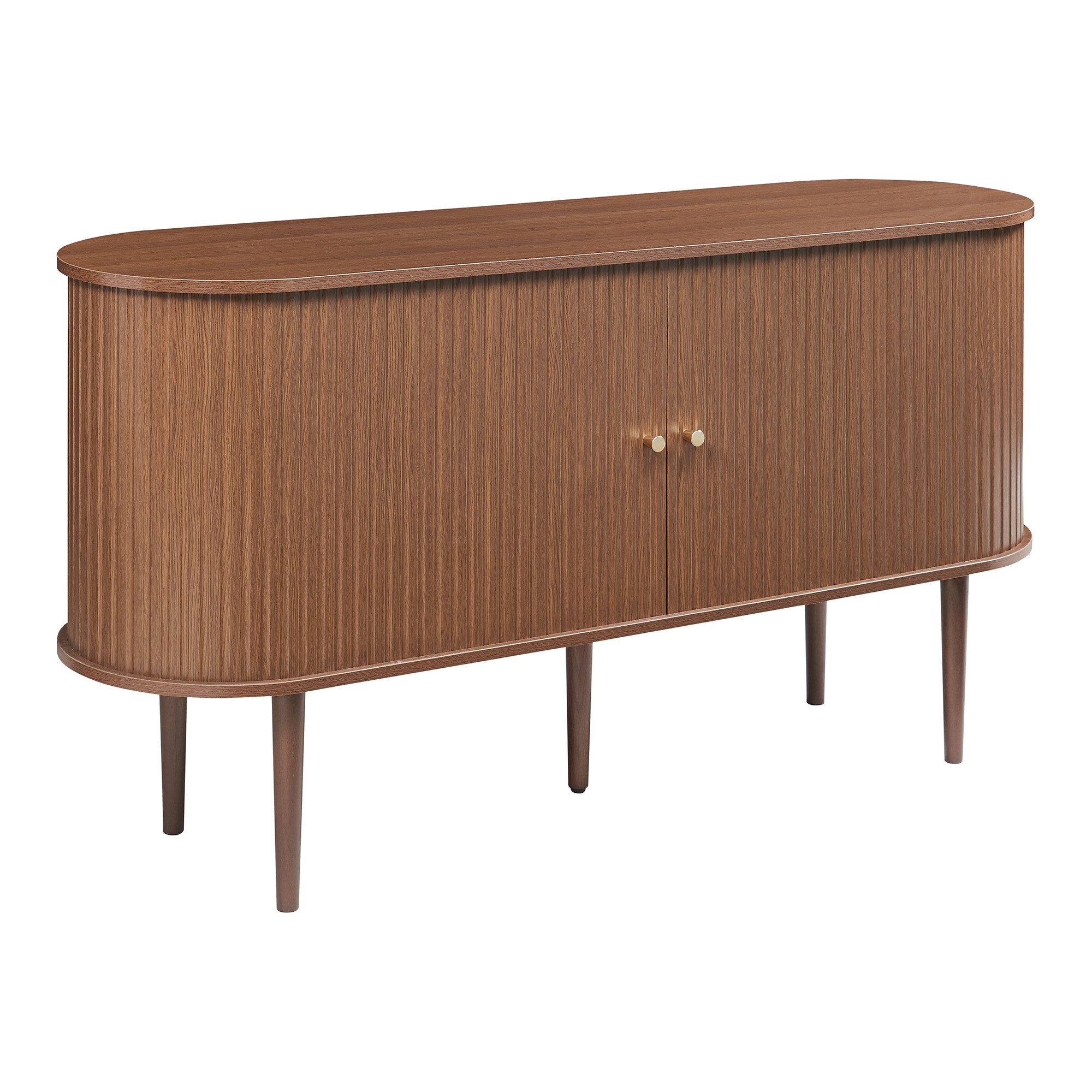 en.casa Sideboard, »Mapia« mit 2 Schiebetüren 140 x 40 x 75 cm Walnussoptik günstig online kaufen