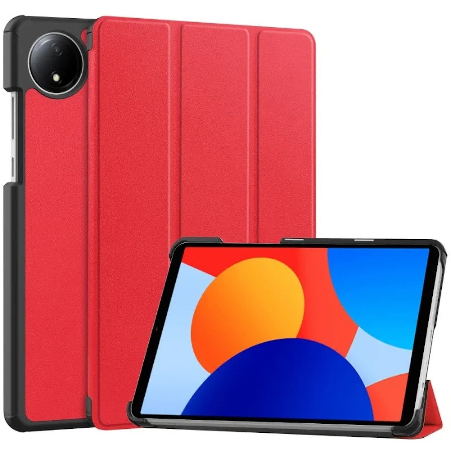 Wigento Tablet-Hülle Für Xiaomi Redmi Pad SE 8.7 3folt Wake UP Smart Tasche Hülle Case Rot, 3-Fach Halterung, Kratzfest, Leicht