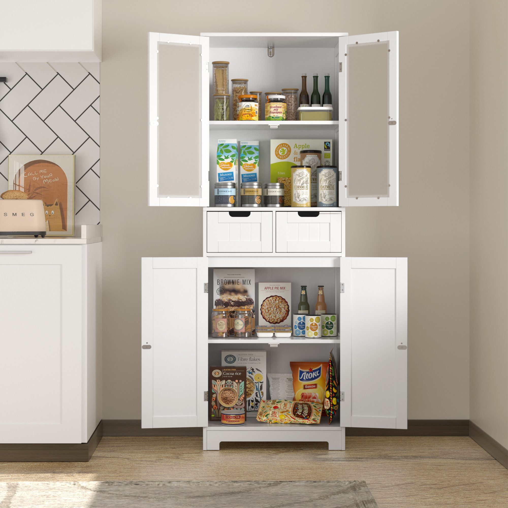 HOMECHO Hochschrank Badezimmerschrank Badschrank mit 4 günstig online kaufen