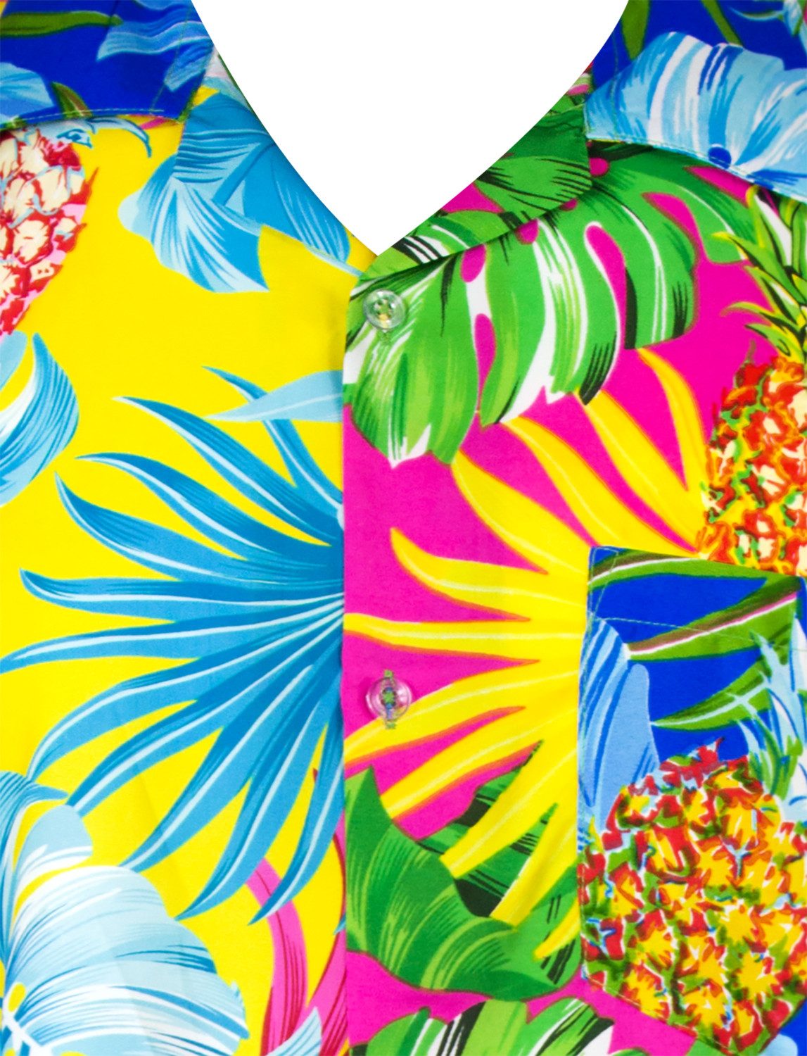 King Kameha Hawaiihemd Pineapple Leaves Funky Hawaii-Hemd Kurzarm Front-Tasche Unisex