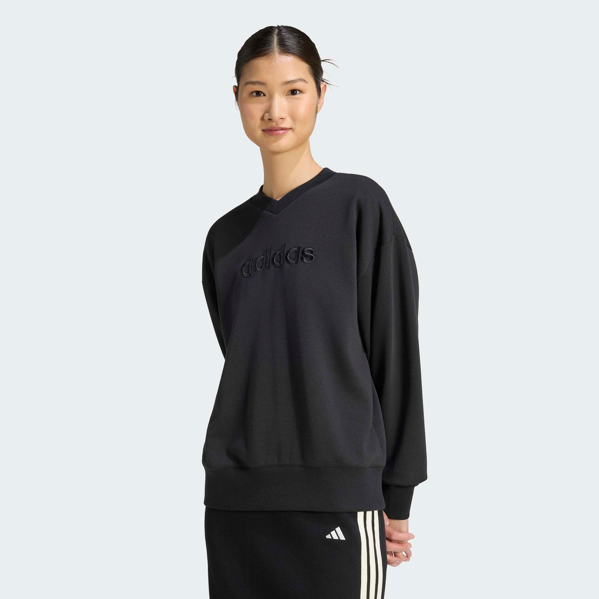 adidas Sportswear Sweatshirt SEASONAL ESSENTIALS SATIN-, V-AUSSCHNITT mit V-Ausschnitt, ohne Verschluss, in normaler Länge