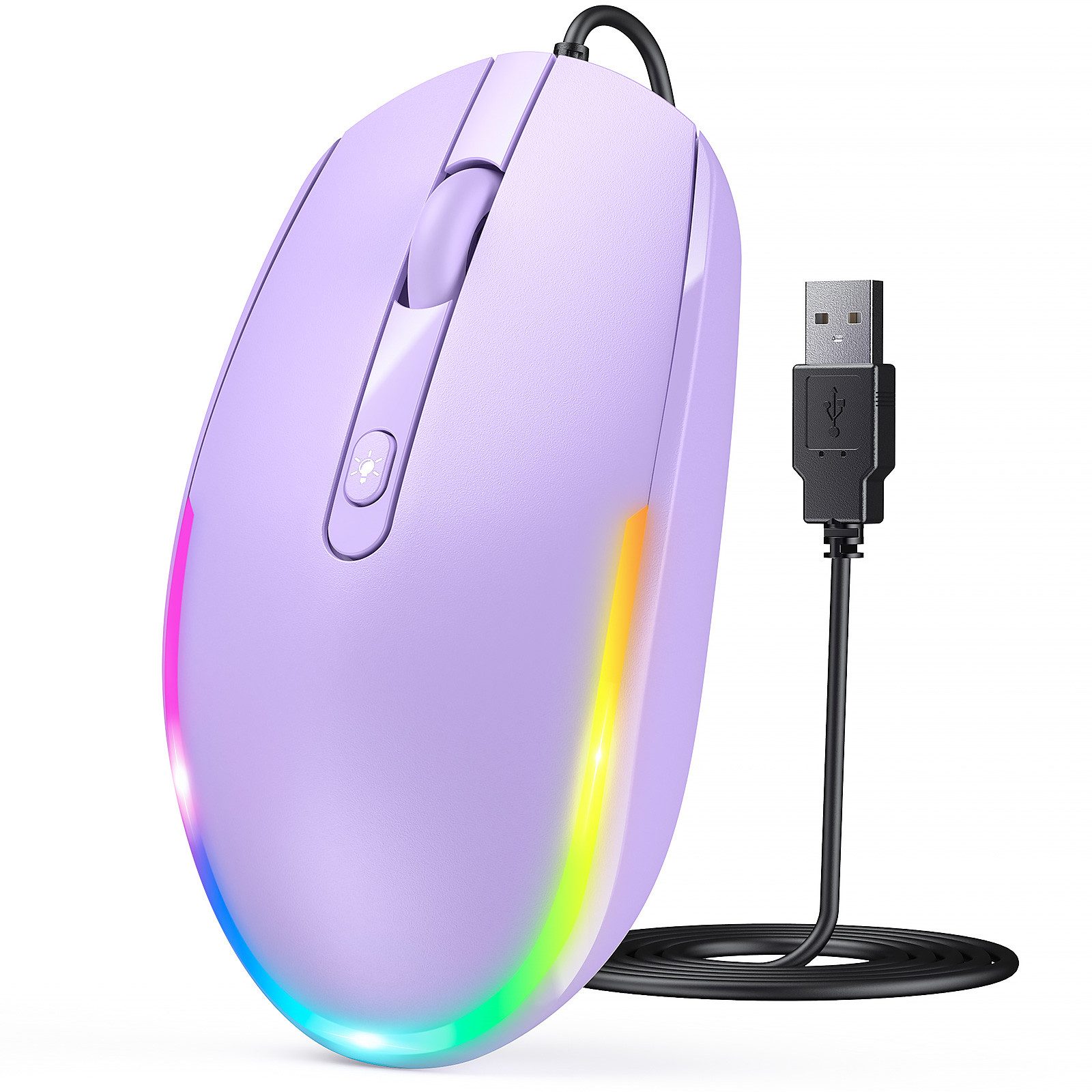 Seenda USB Maus kabelgebunden, leise, 1600 DPI, beleuchtet Maus (optisch / Plug & Play / 1,5 m Kabel)