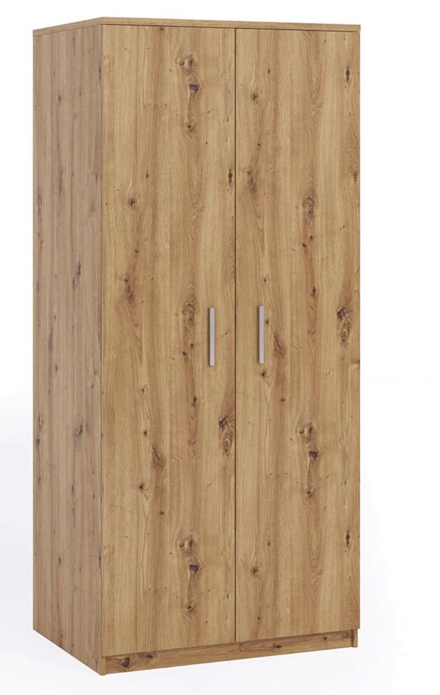 Stylefy Drehtürenschrank Mela (Kleiderschrank, Mehrzweckschrank) 2-türig, variabel stellbar, aus Holzwerkstoff, Modern Design, viel Stauraum Eiche Artisan Hochglanz