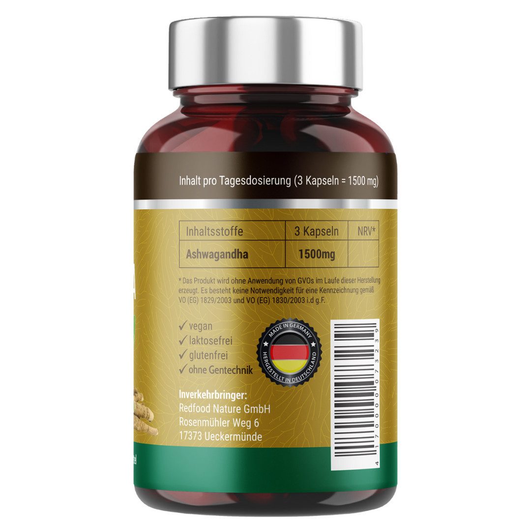 Redfood Bio Ashwagandha 290 Kapseln Kapseln, 1 er 200 St., 172,8 g