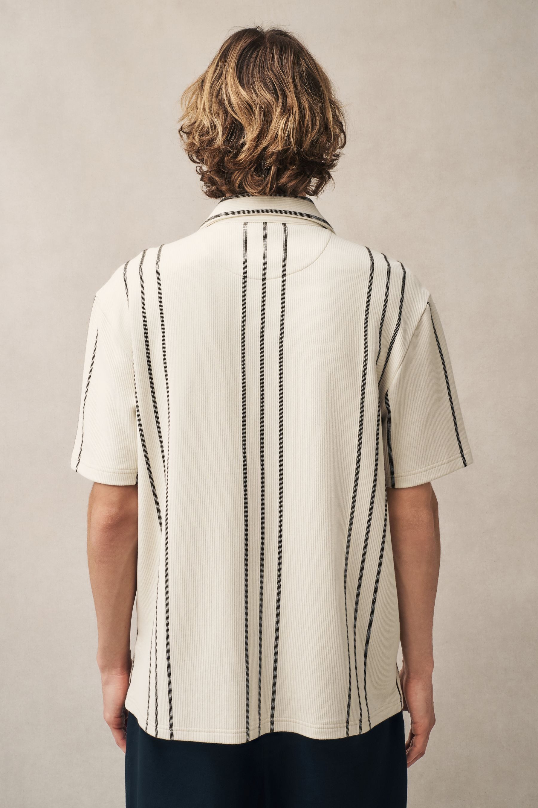 Next Kurzarmhemd Texturiertes Jersey-Hemd mit Streifen günstig online kaufen