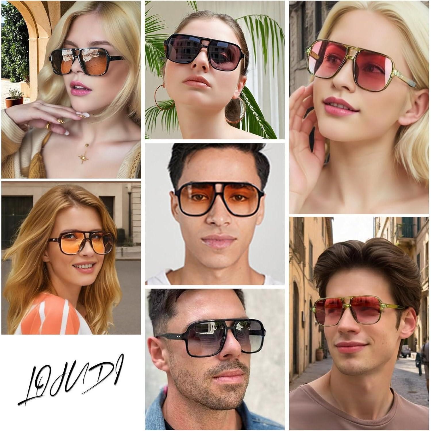 LuxusKollektion Retrosonnenbrille Sonnenbrille Pilotenbrille 70er Schwarz Gradient Orange 56 Millimeter – Bild 5 von 5