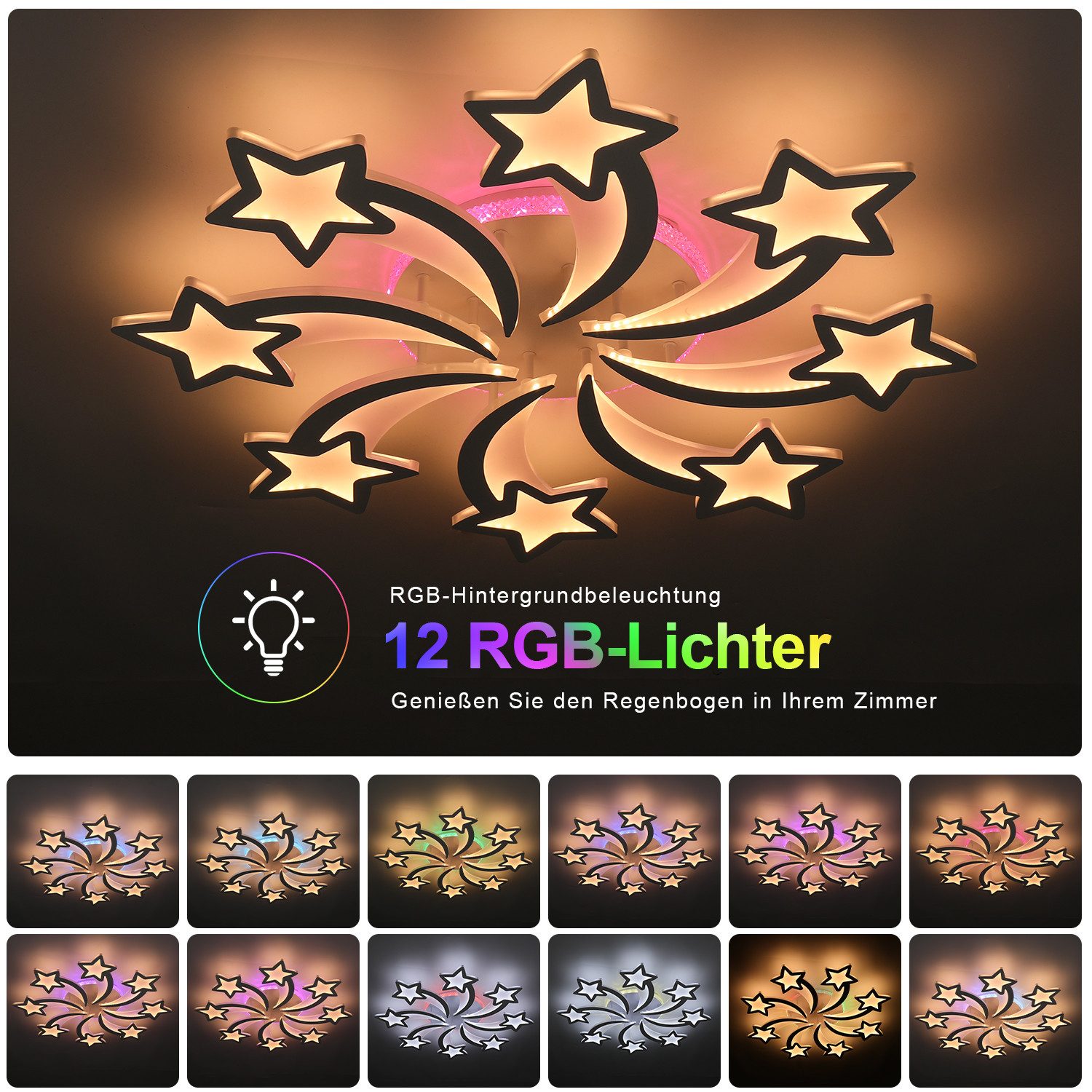 LETGOSPT LED Deckenleuchte 52W Deckenleuchte mit günstig online kaufen