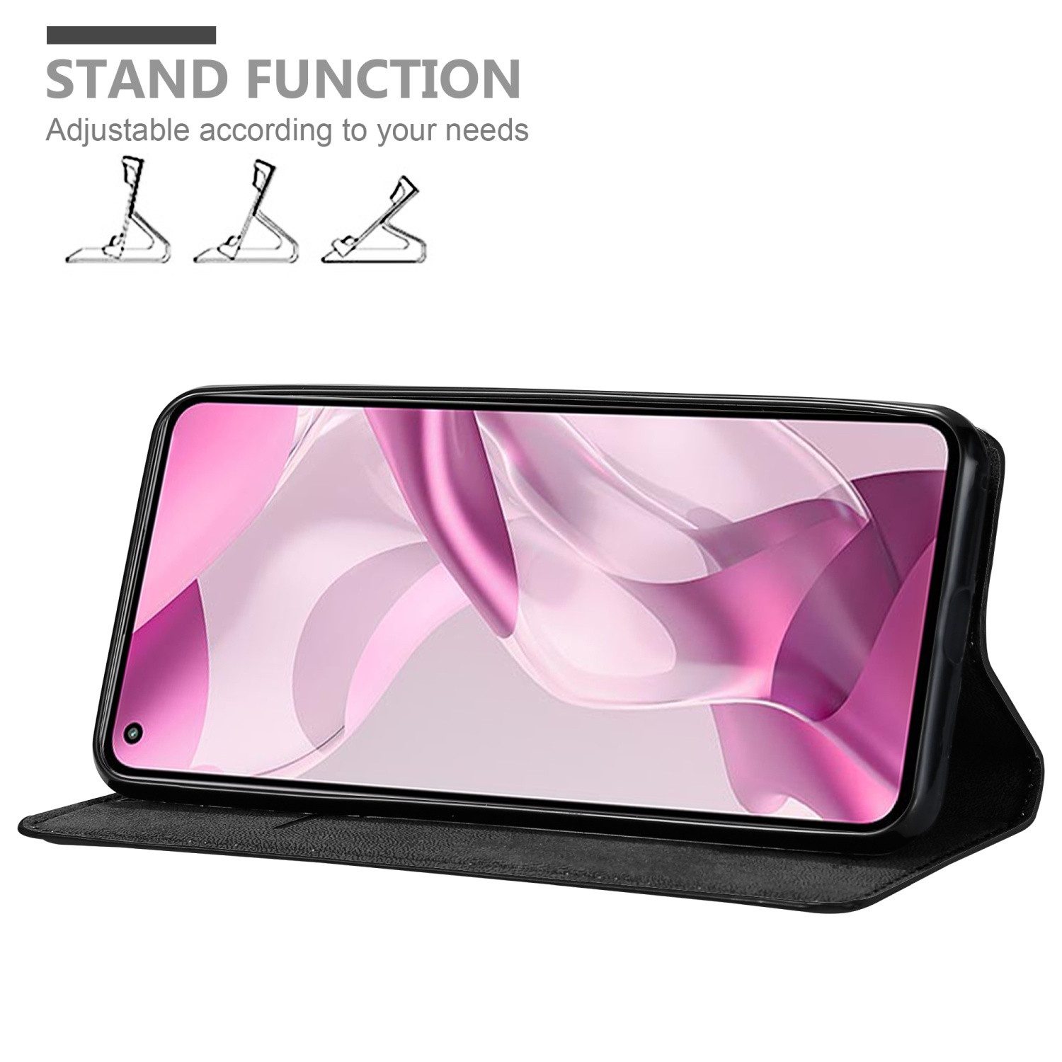 Cadorabo Handyhülle für Xiaomi Mi 11 LITE (4G / 5G) / 11 LITE NE Hülle Xiaomi Mi 11 LITE (4G / 5G) / 11 LITE NE, Hülle Schutzhülle mit Standfunktion, Magnetverschluss und Kartenfach