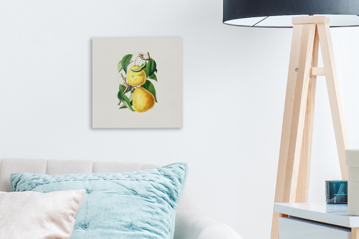 Leinwand - (1 Wohnzimmer für Lebensmittel, St), Bilder Birnen Leinwandbild - OneMillionCanvasses® Schlafzimmer Blätter