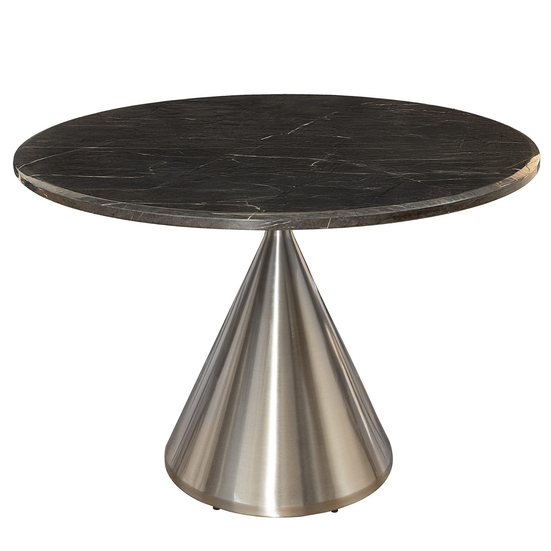 riess-ambiente Esstisch ELEGANCIA Ø130cm Marmor schwarz – rund, chromfarben günstig online kaufen