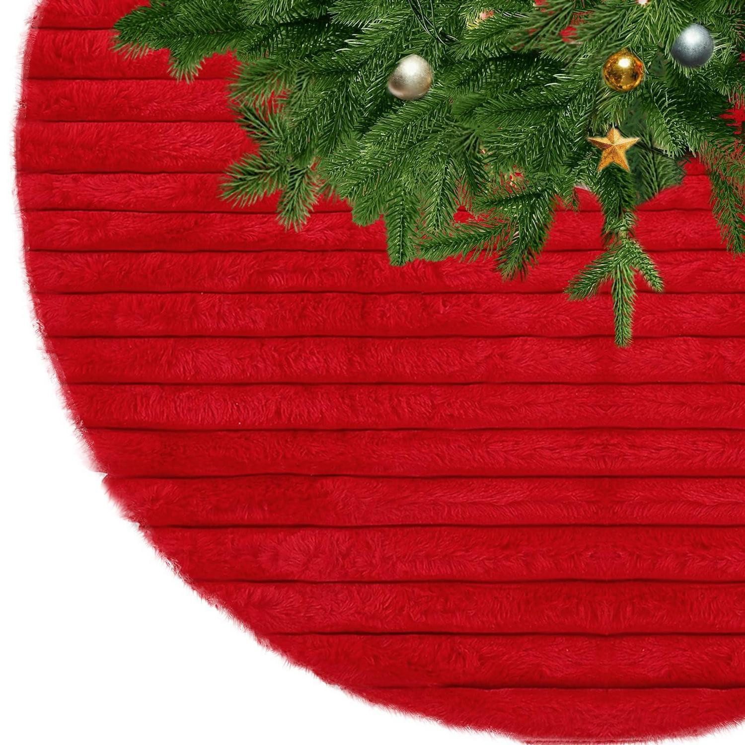 LuxusKollektion Weihnachtsbaumdecke Weihnachtsbaumdecke rot rund 122cm