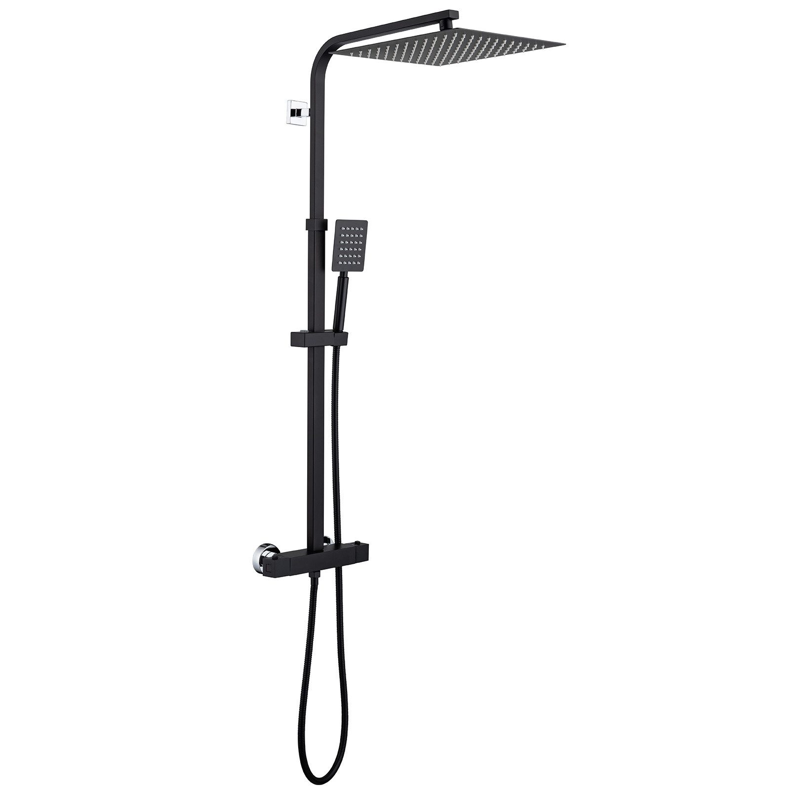 Duschsystem Edelstahl Regendusche mit Thermostat Duscharmatur Duschsäule Schwarz