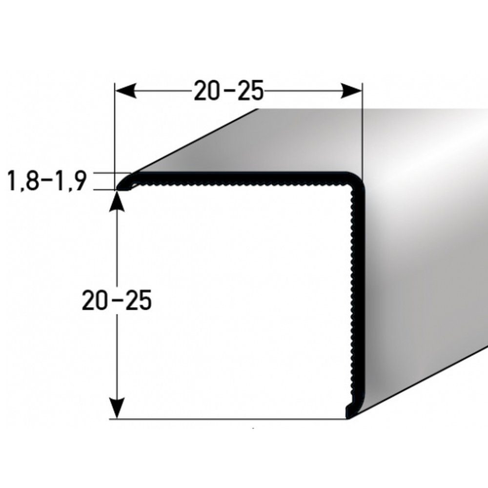 PROVISTON Eckprofil Aluminium, 20 x 20 x 1000 mm, Edelstahloptik, Bau- & Montageprofile