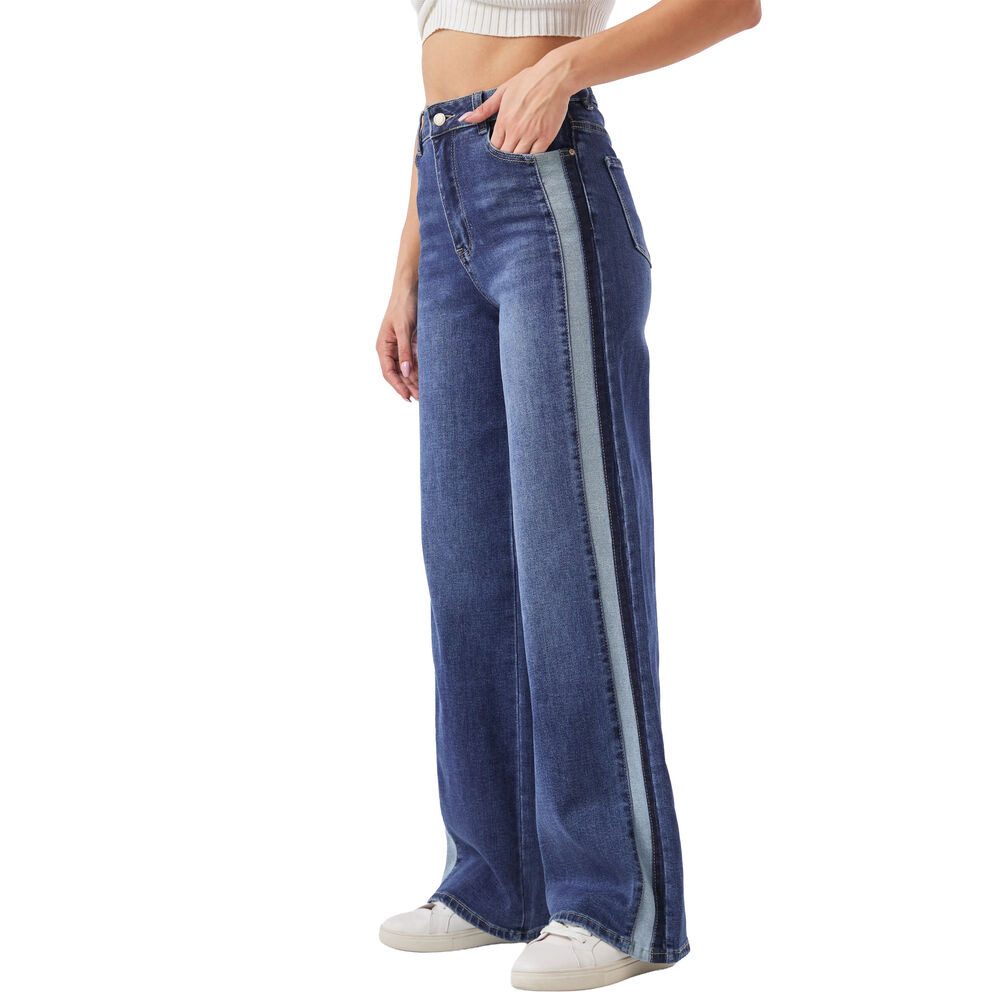 Ital-Design Dad-Jeans Damen Freizeit (91279878) Used-Look Stretch High Waist Jeans in Blau – Bild 2 von 5