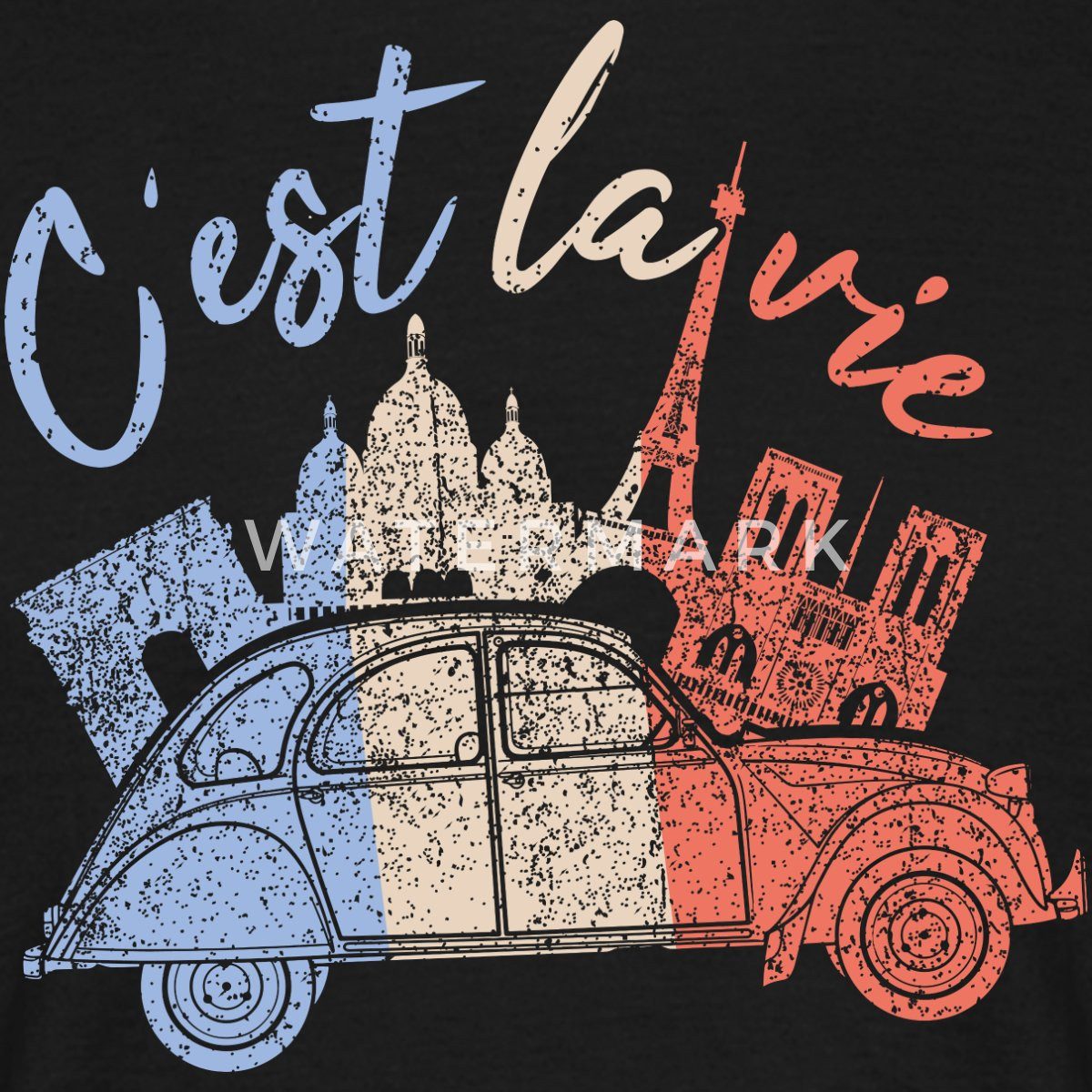 Spreadshirt T-Shirt Citroën 2CV Ente C'est La Vie Spruch Männer T-Shirt (1-tlg)