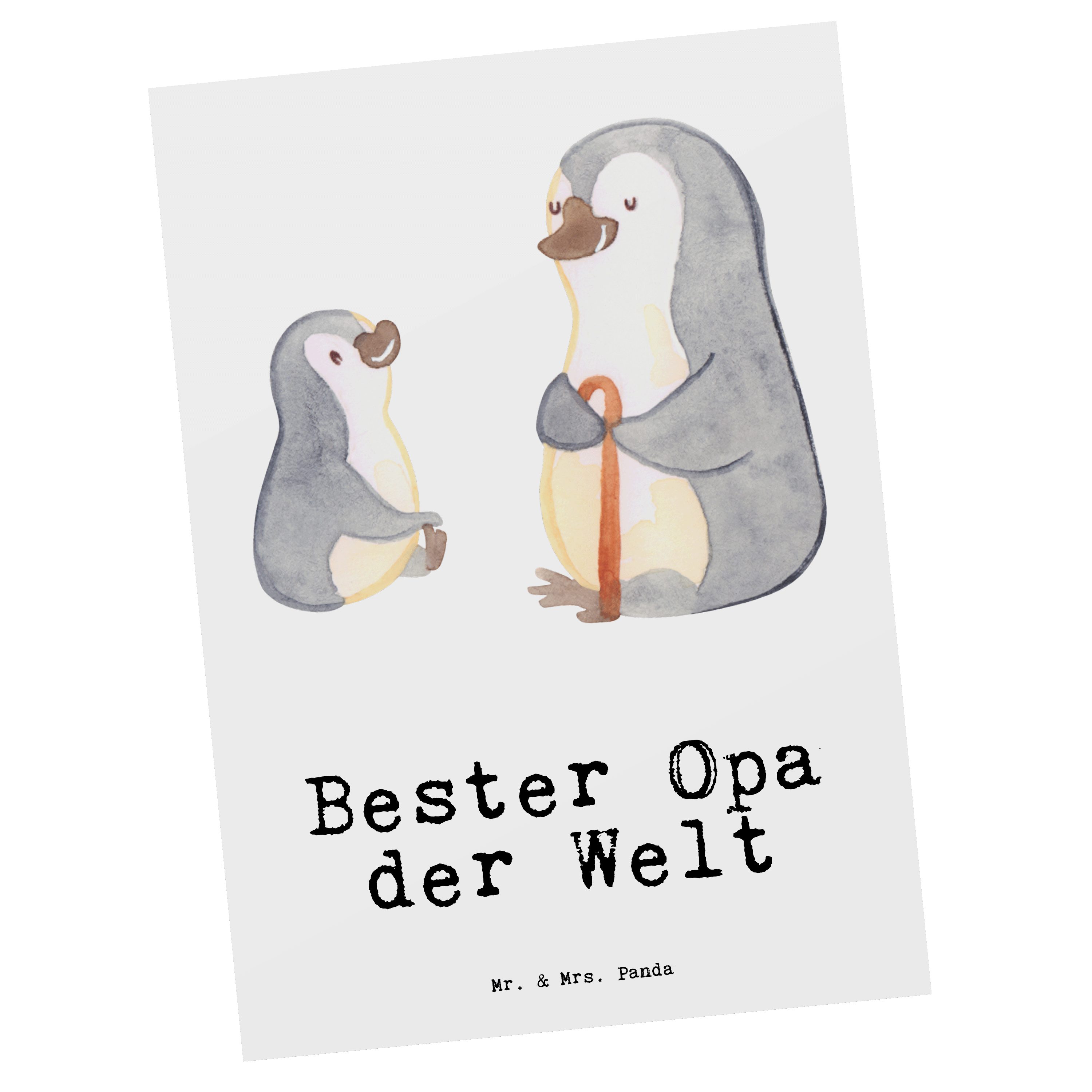 Mr. & Mrs. Panda Postkarte Pinguin Bester Opa der Welt - Weiß - Geschenk, Ansichtskarte, Enkel, Mitbringsel, Grußkarte, Karte, Oppa, Einladung, Geschenkidee, Schenken, Oppi
